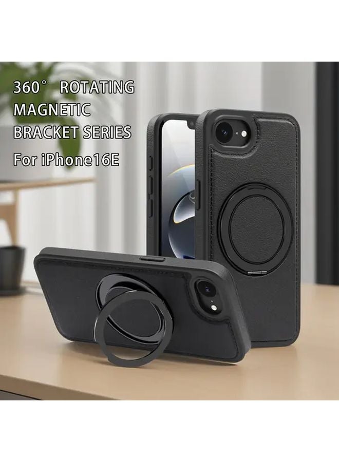 iPhone 16e Deep Blue Magnetic Phone Case with 360 Rotating Stand Anti Drop Design PU Material - Image 1